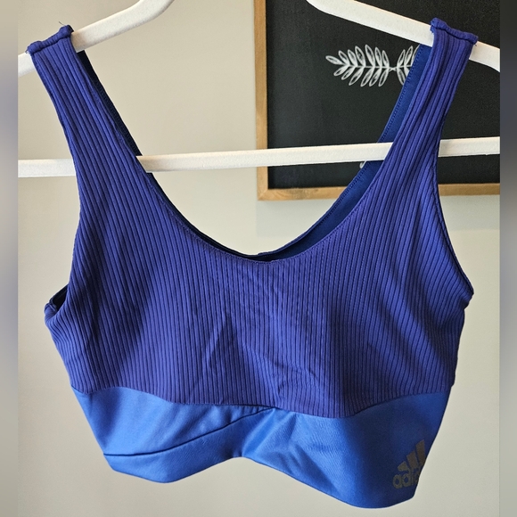 Adidas x Zoe Saldana AEROREADY Shine Sports bra size L/XL Blue Purple - Picture 1 of 5